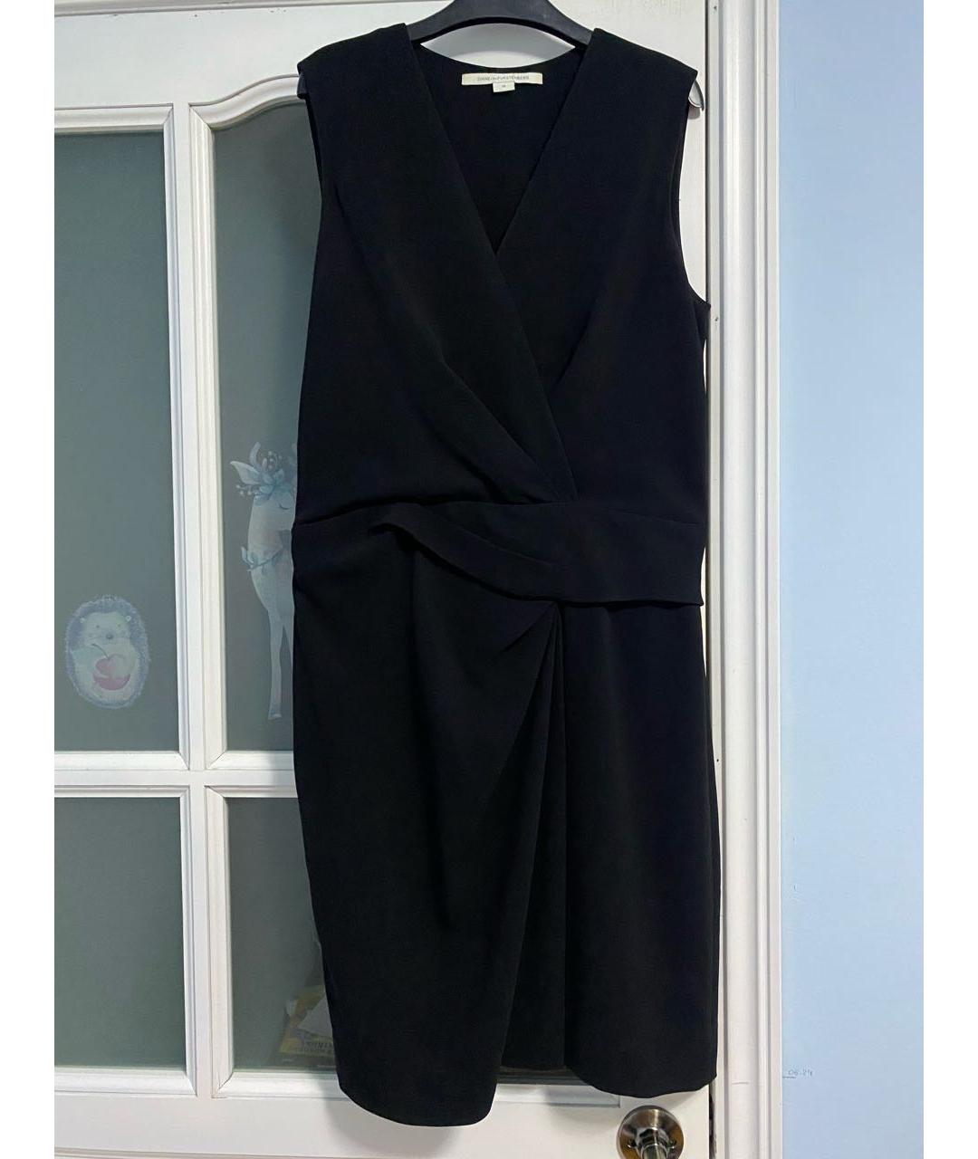 DIANE VON FURSTENBERG Черное ацетатное повседневное платье, фото 8