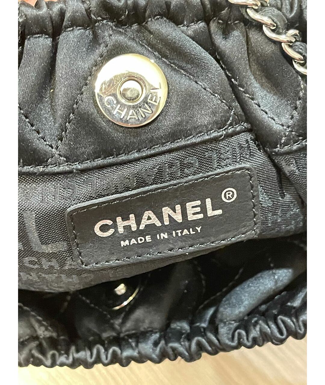 CHANEL PRE-OWNED Черная шелковая сумка тоут, фото 5