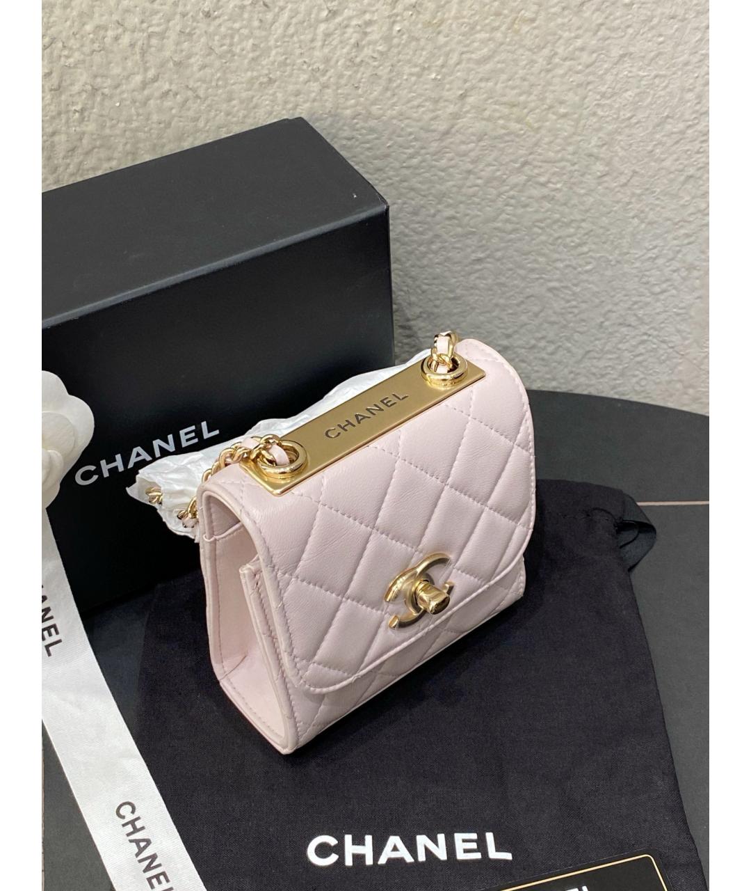 CHANEL Розовая кожаная сумка через плечо, фото 6