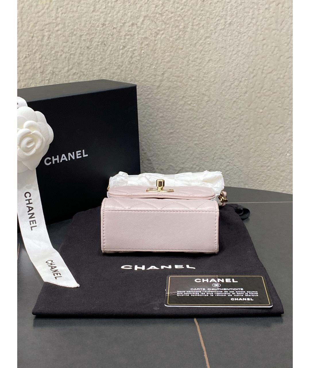 CHANEL Розовая кожаная сумка через плечо, фото 7
