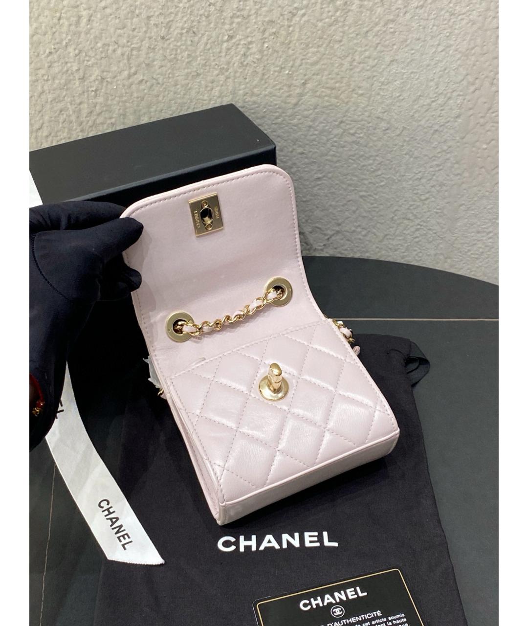 CHANEL Розовая кожаная сумка через плечо, фото 8