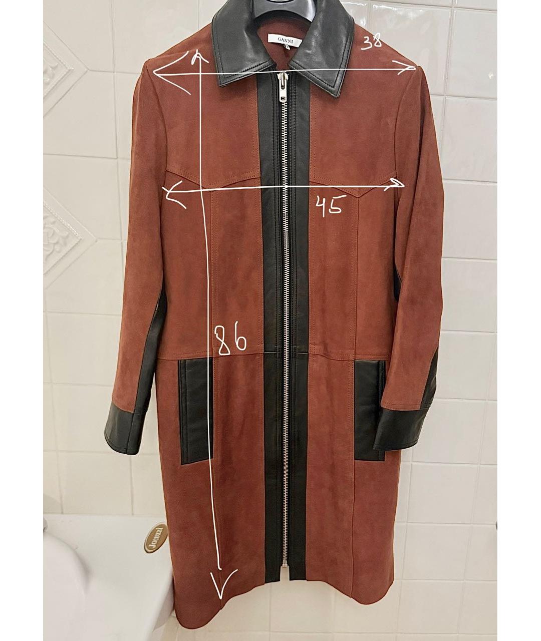 GANNI Бордовое замшевое пальто, фото 5