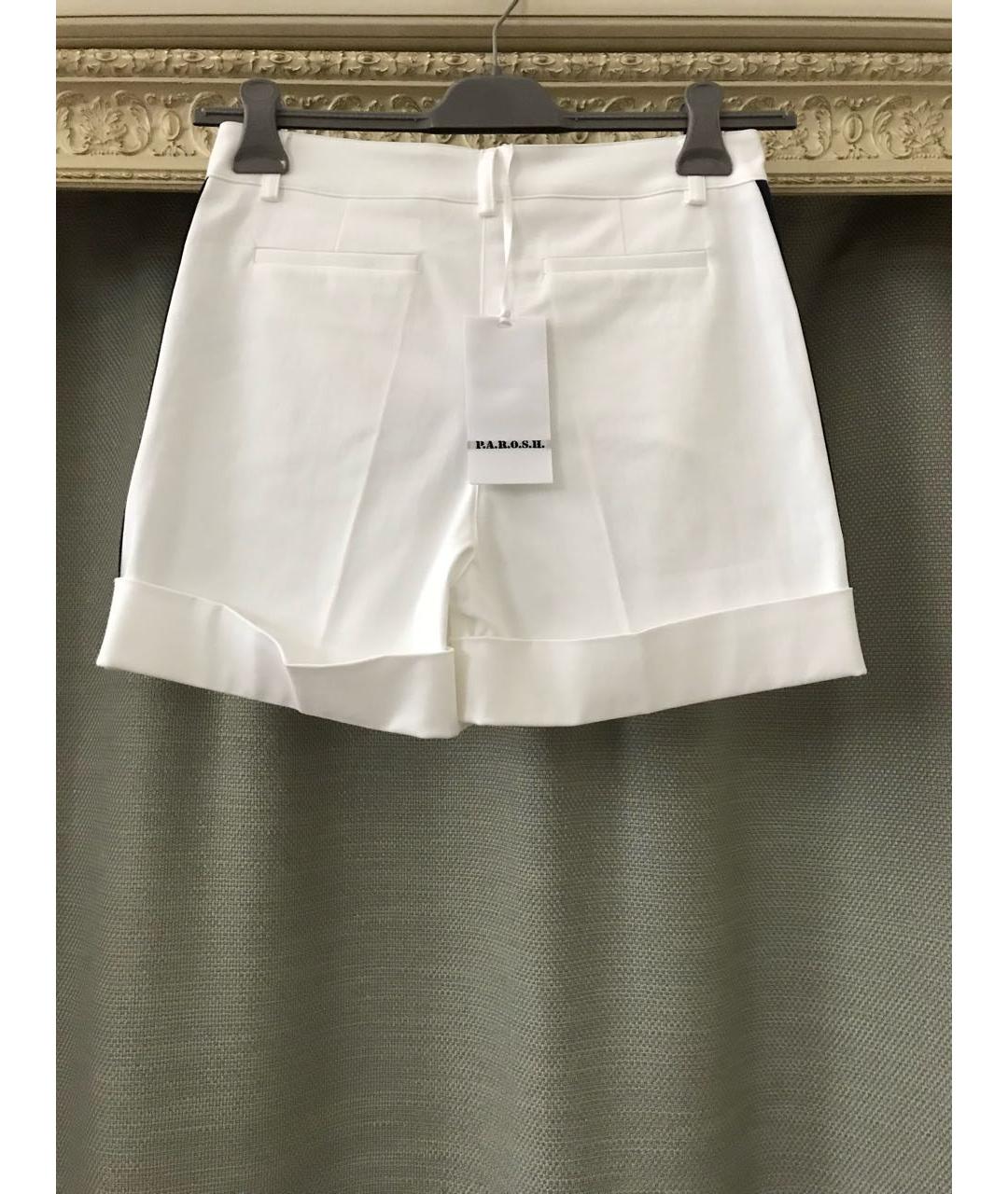 P.A.R.O.S.H. Белые хлопко-эластановые шорты, фото 6
