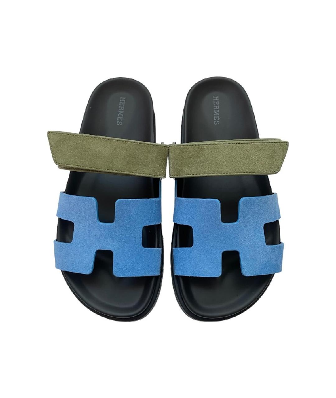 HERMES PRE-OWNED Голубые замшевые сандалии, фото 2