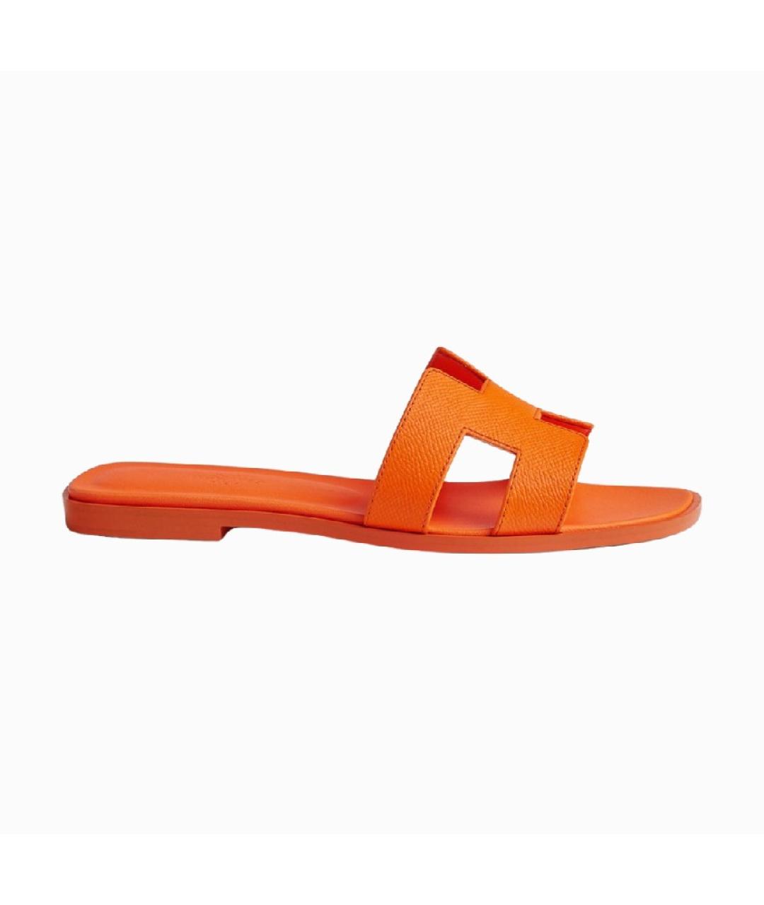HERMES PRE-OWNED Оранжевое кожаные сандалии, фото 4
