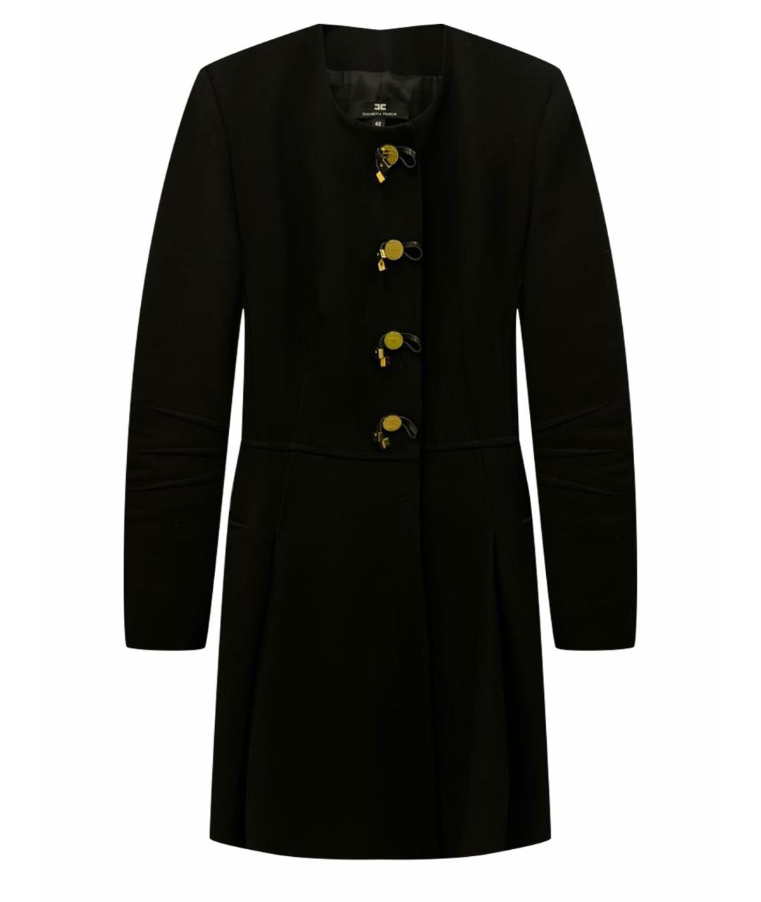 ELISABETTA FRANCHI Черное синтетическое пальто, фото 1