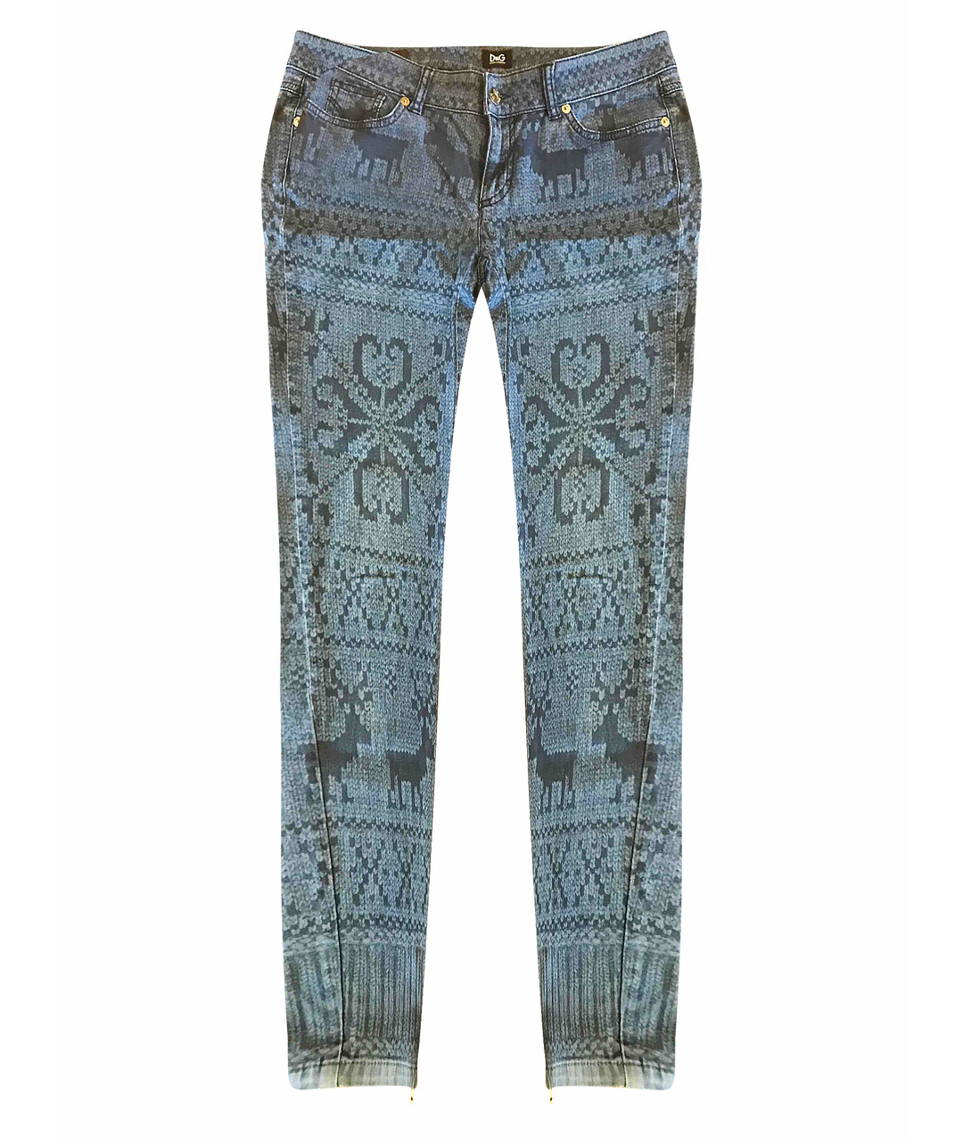 DOLCE&GABBANA Синие хлопко-эластановые прямые джинсы, фото 1