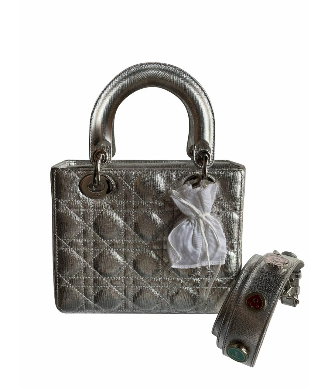 CHRISTIAN DIOR PRE-OWNED Серебряная кожаная сумка с короткими ручками, фото 1