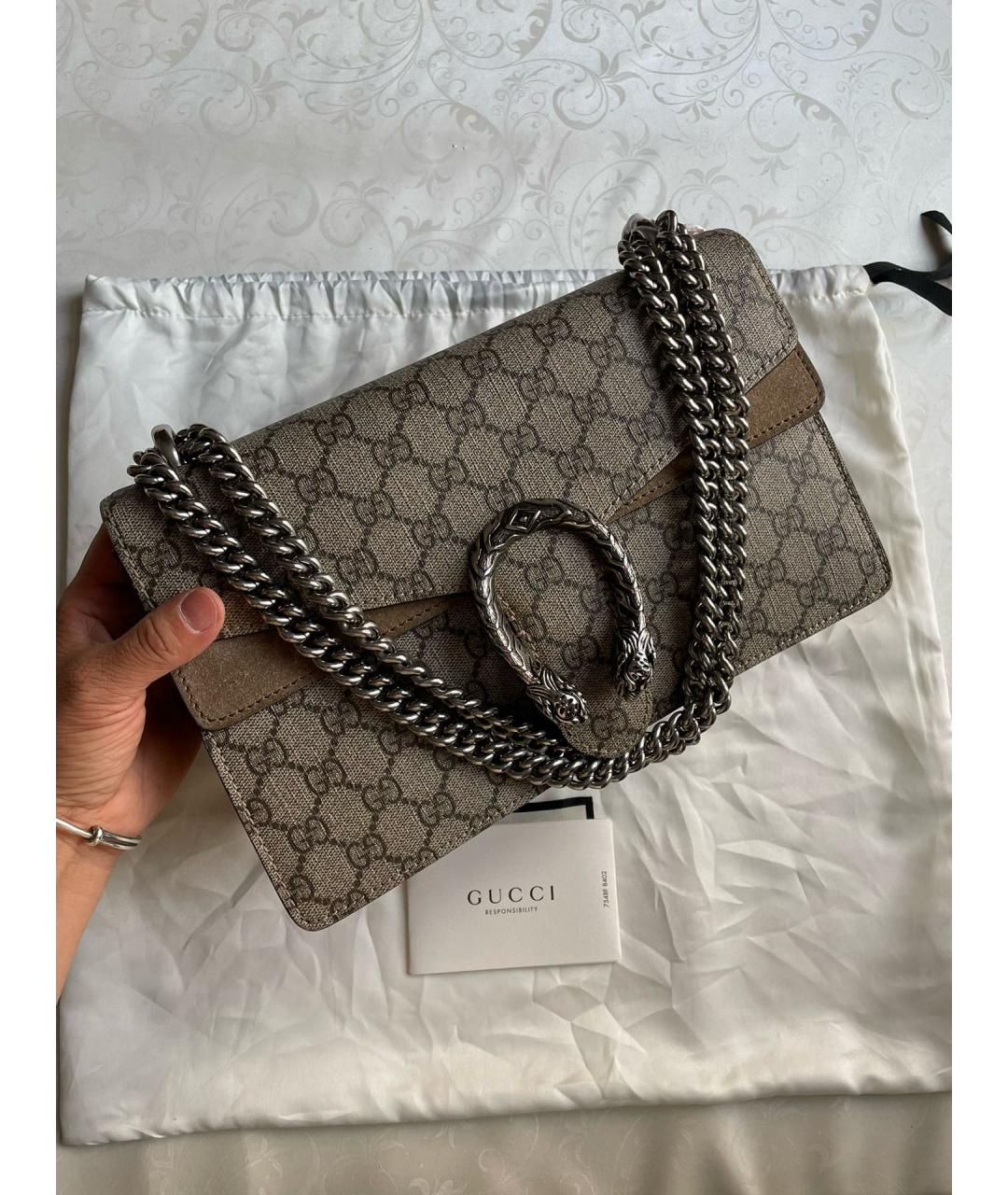 GUCCI Бежевая кожаная сумка через плечо, фото 3