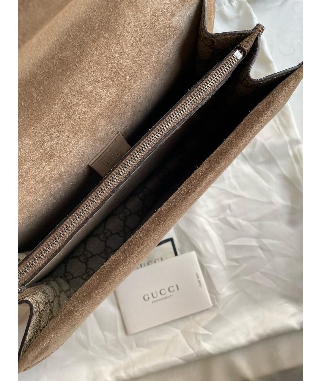 GUCCI Бежевая кожаная сумка через плечо, фото 7
