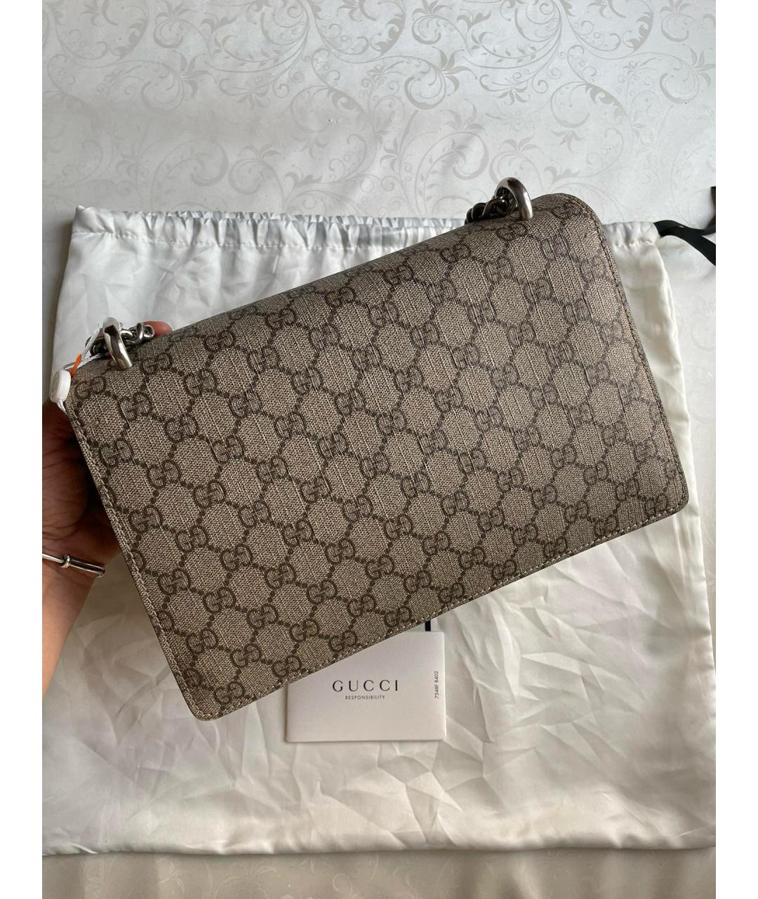 GUCCI Бежевая кожаная сумка через плечо, фото 4