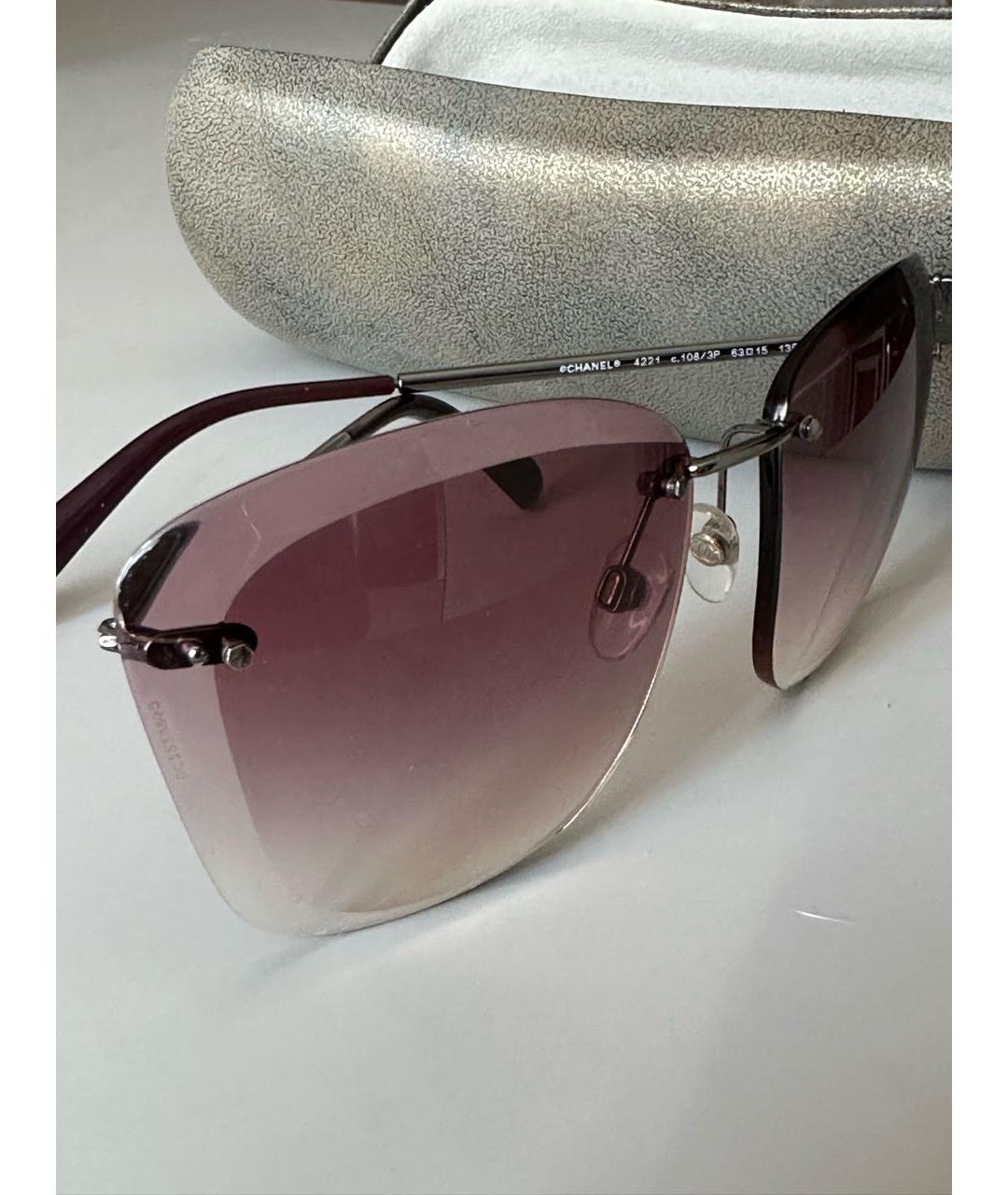CHANEL PRE-OWNED Розовые металлические солнцезащитные очки, фото 3