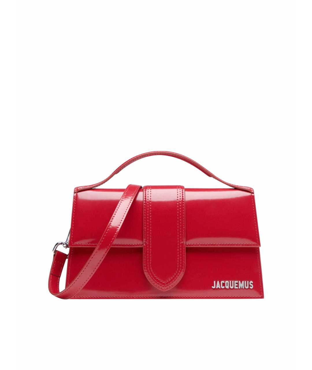 JACQUEMUS Красная сумка с короткими ручками из лакированной кожи, фото 1