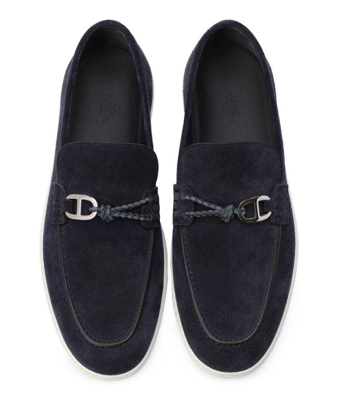 HERMES Темно-синие замшевые лоферы, фото 4