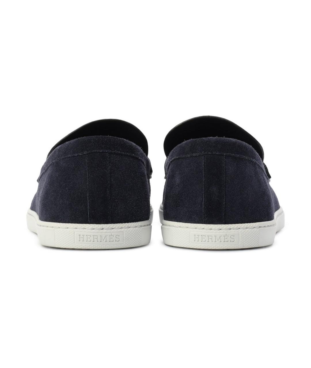 HERMES Темно-синие замшевые лоферы, фото 5