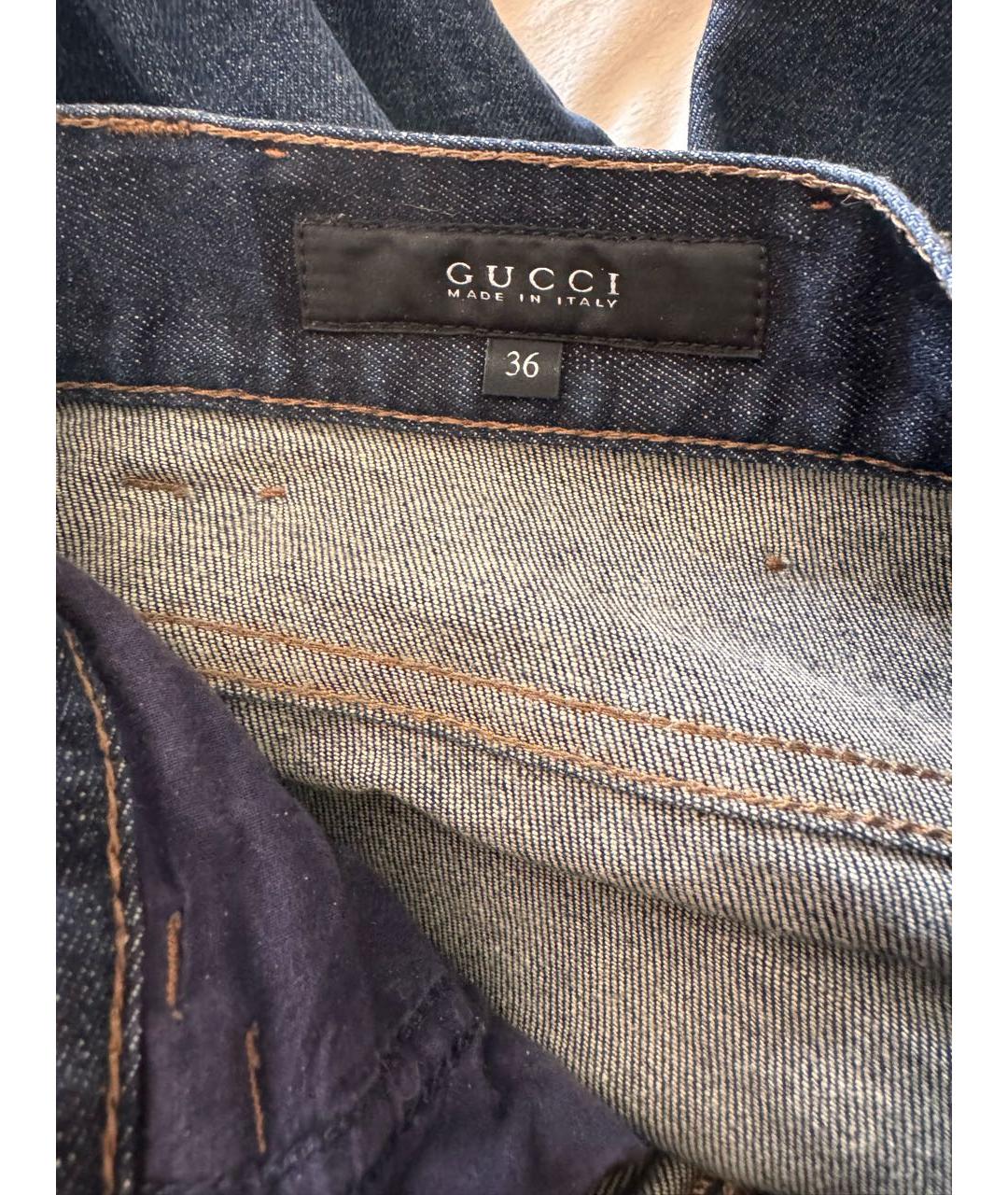 GUCCI Темно-синие хлопко-эластановые джинсы клеш, фото 3