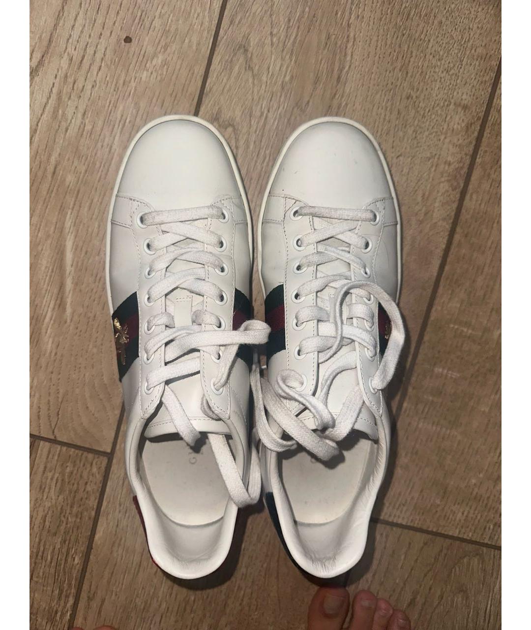 GUCCI Белые кожаные кеды, фото 3