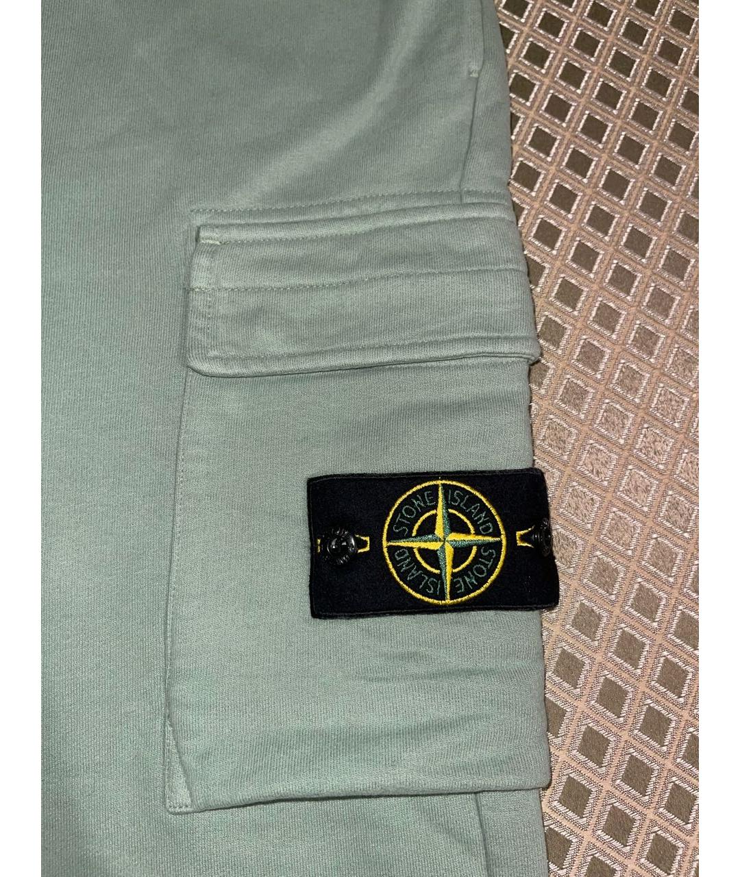 STONE ISLAND Зеленые хлопковые повседневные брюки, фото 4