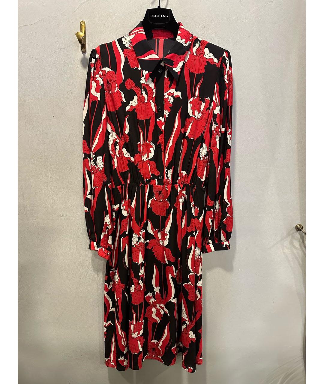 BOUTIQUE MOSCHINO Красное шелковое повседневное платье, фото 2