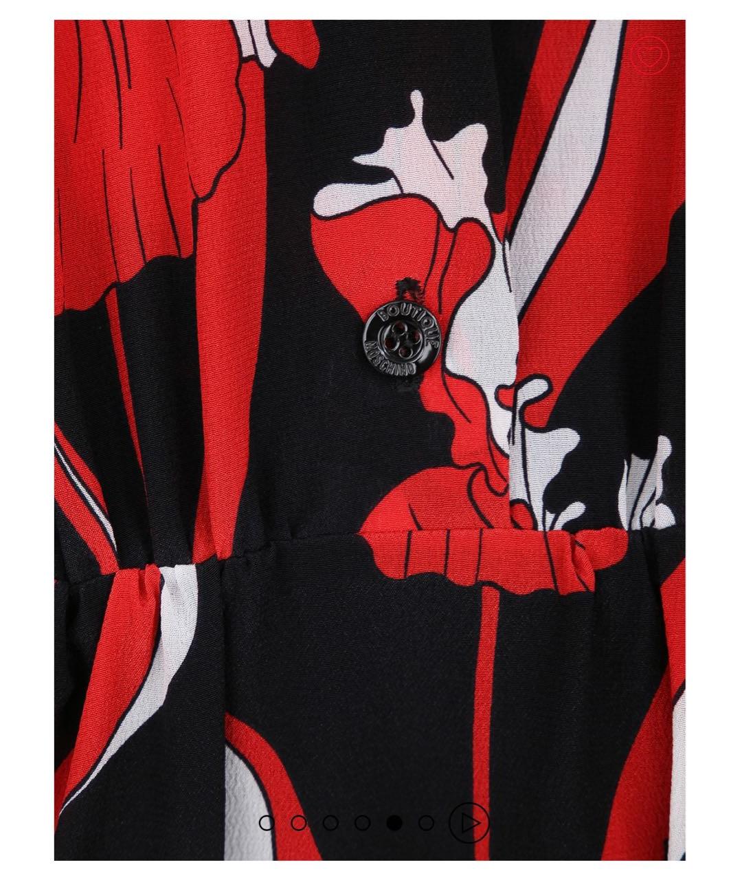 BOUTIQUE MOSCHINO Красное шелковое повседневное платье, фото 5