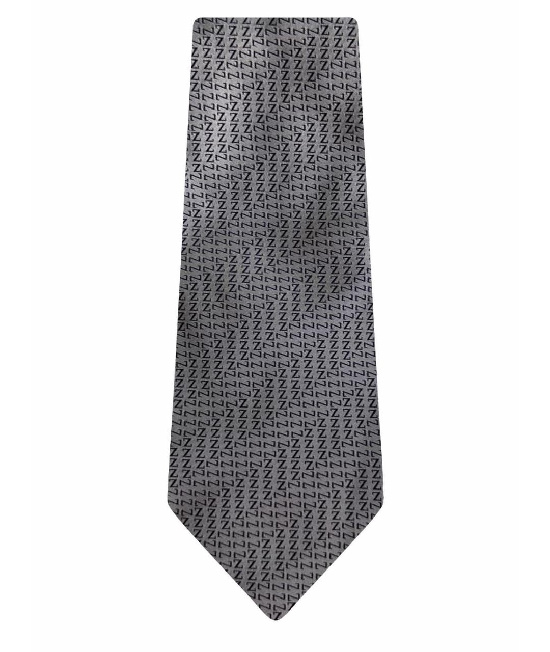 ERMENEGILDO ZEGNA Серый шелковый галстук, фото 1