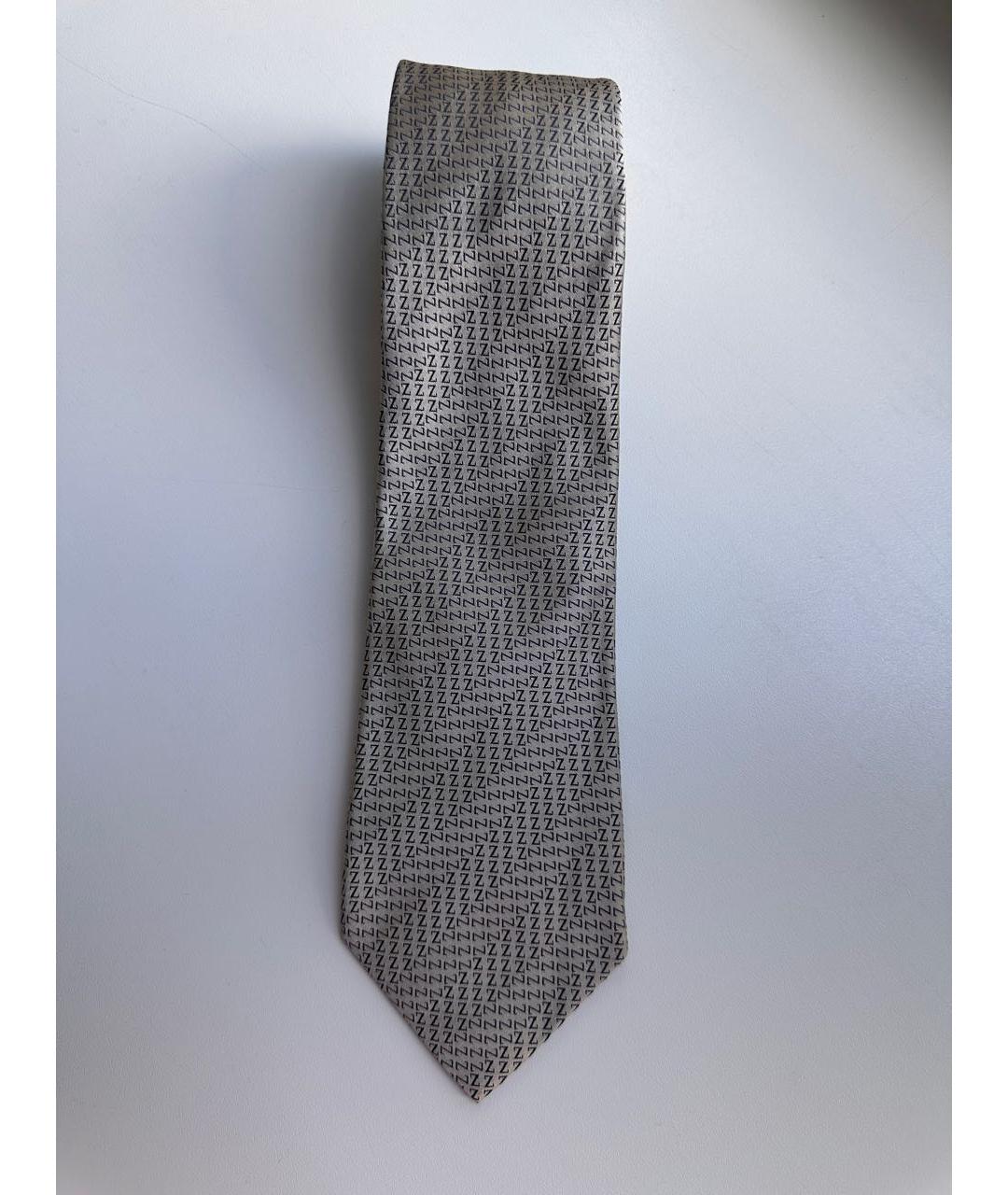 ERMENEGILDO ZEGNA Серый шелковый галстук, фото 4