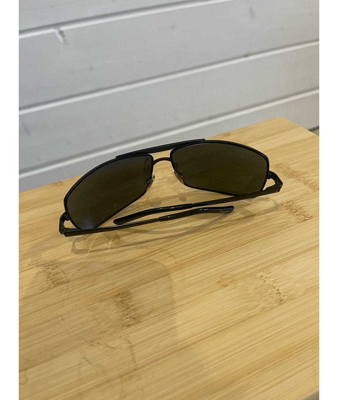 SALVATORE FERRAGAMO Черные металлические солнцезащитные очки, фото 5