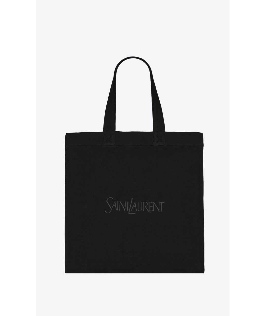 SAINT LAURENT Черная тканевая сумка тоут, фото 3