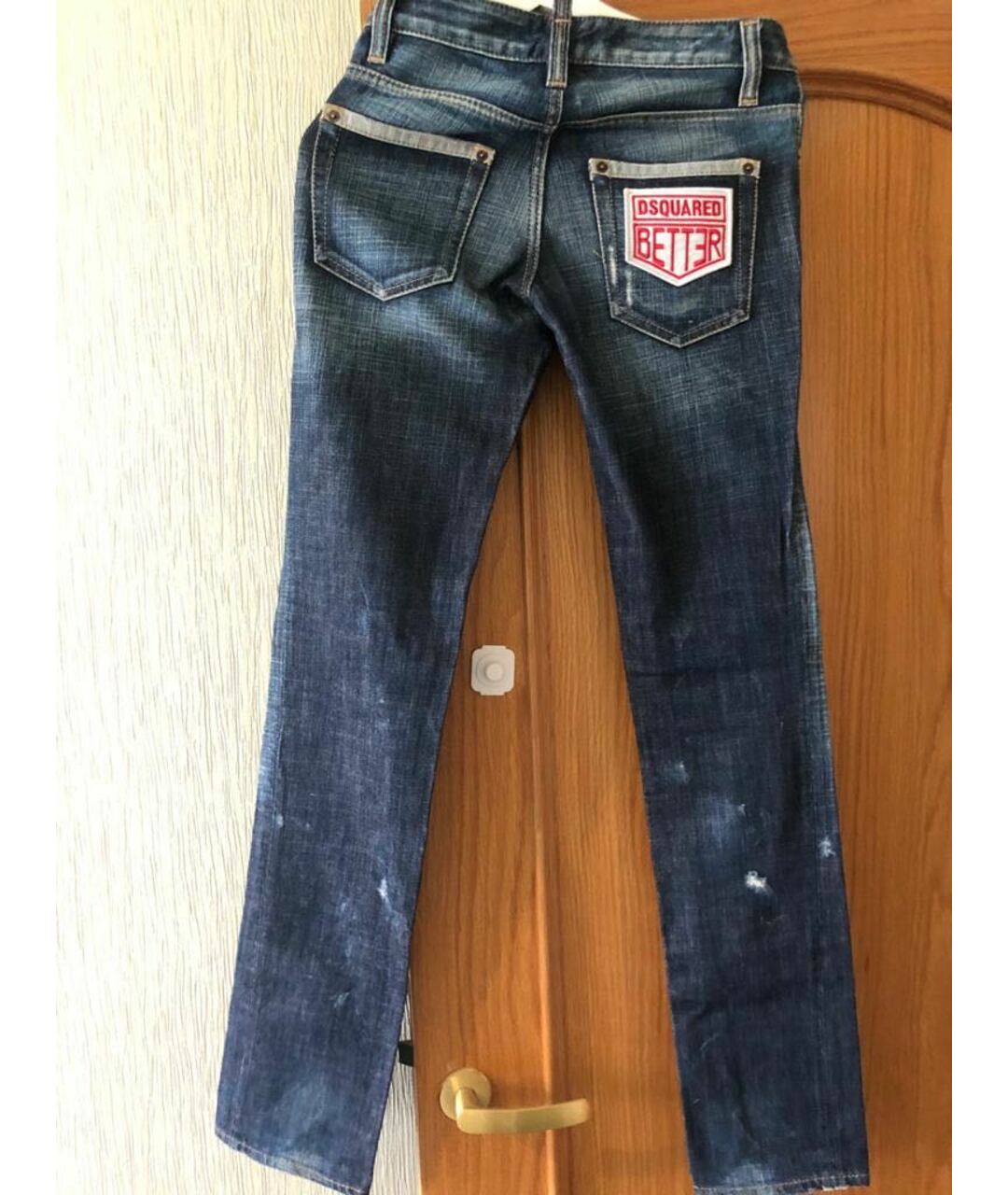 DSQUARED2 Темно-синие хлопковые прямые джинсы, фото 2