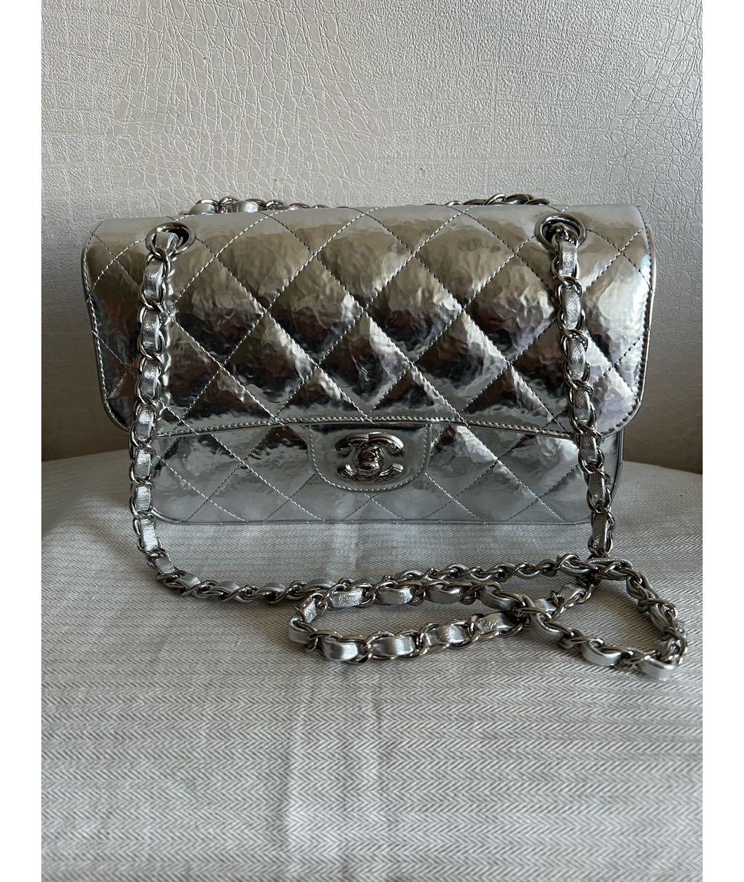 CHANEL Серебряная кожаная сумка через плечо, фото 7
