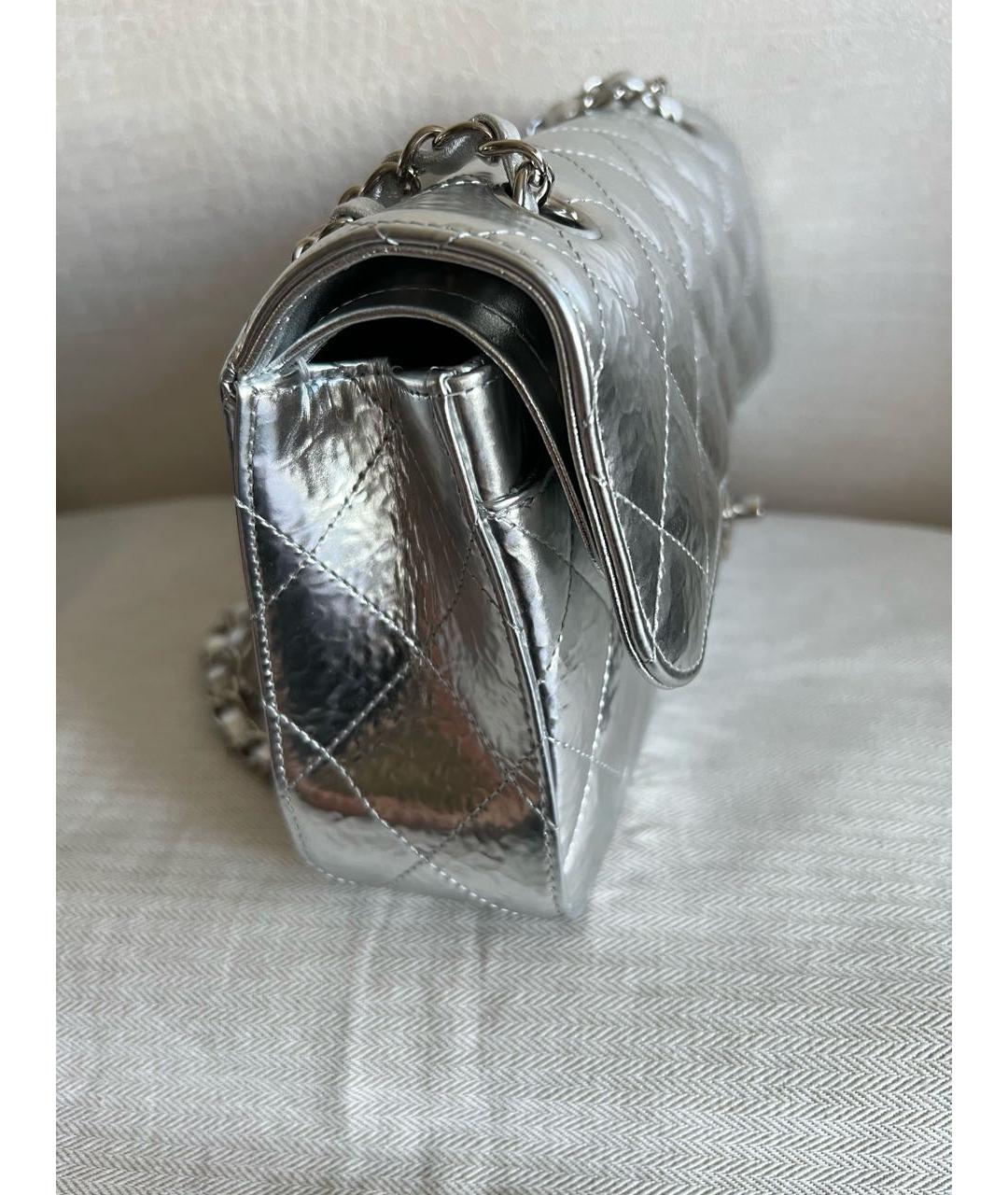 CHANEL Серебряная кожаная сумка через плечо, фото 3