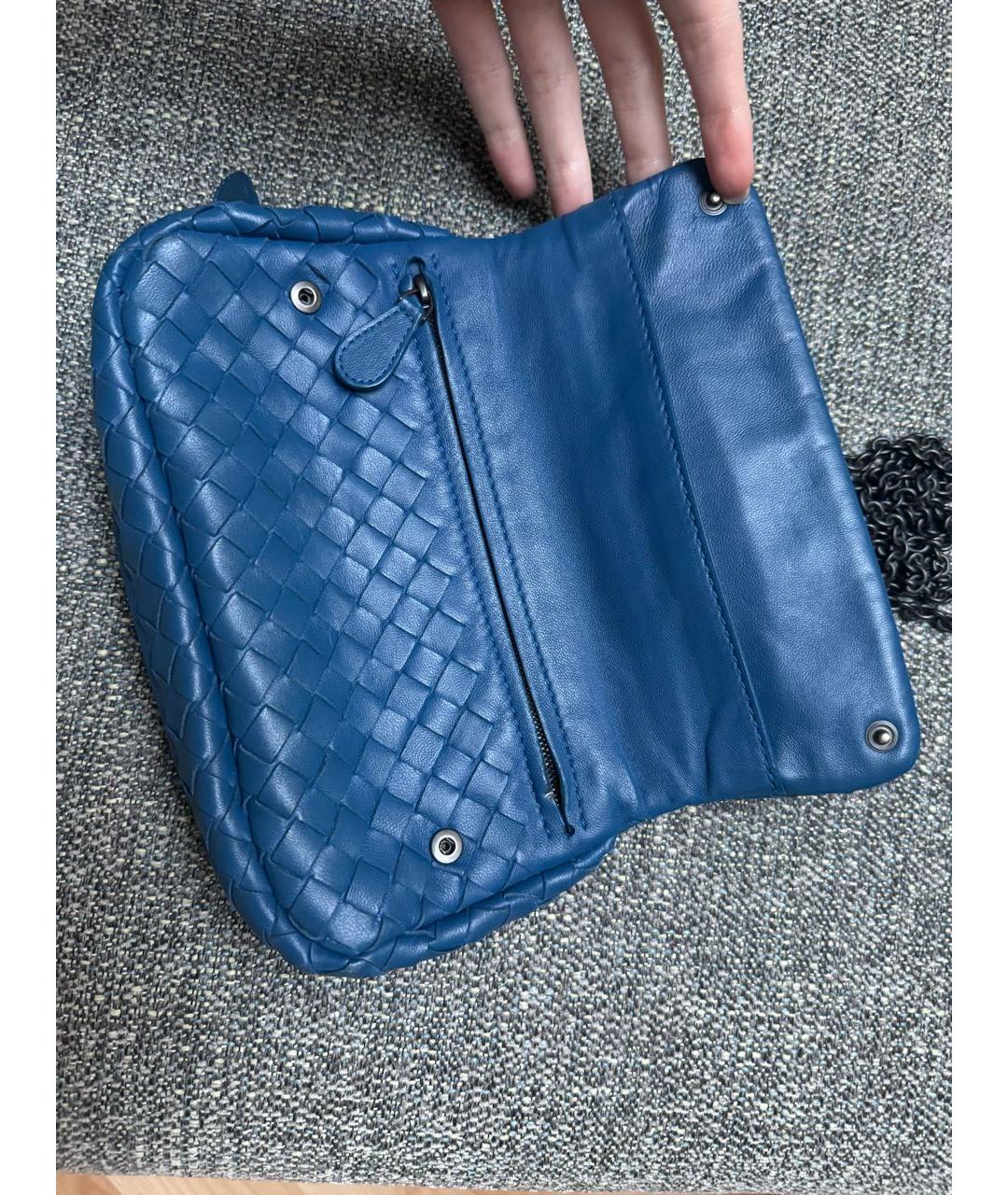 BOTTEGA VENETA Синяя кожаная сумка через плечо, фото 4
