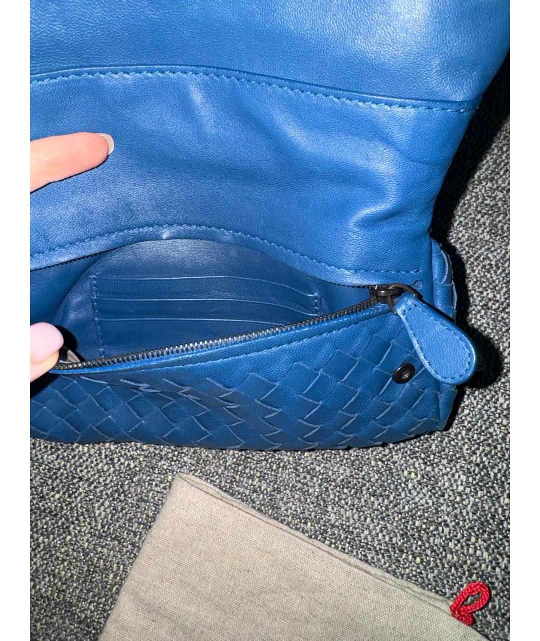 BOTTEGA VENETA Синяя кожаная сумка через плечо, фото 5
