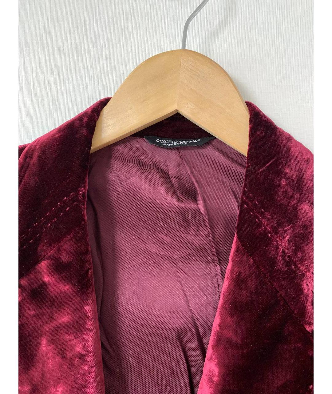 DOLCE&GABBANA Бордовый бархатный пиджак, фото 8