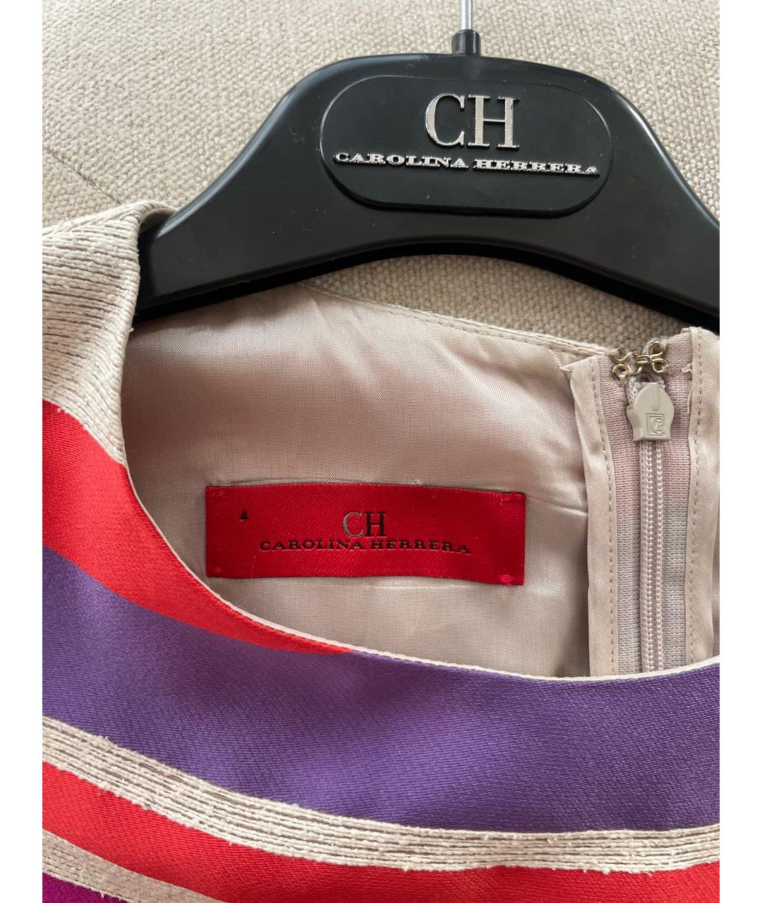 CH CAROLINA HERRERA Мульти шелковое коктейльное платье, фото 3