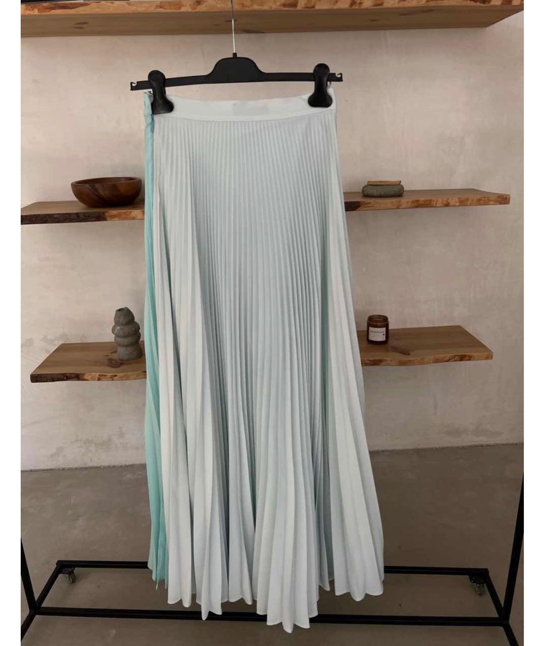 FENDI Голубая шелковая юбка миди, фото 5