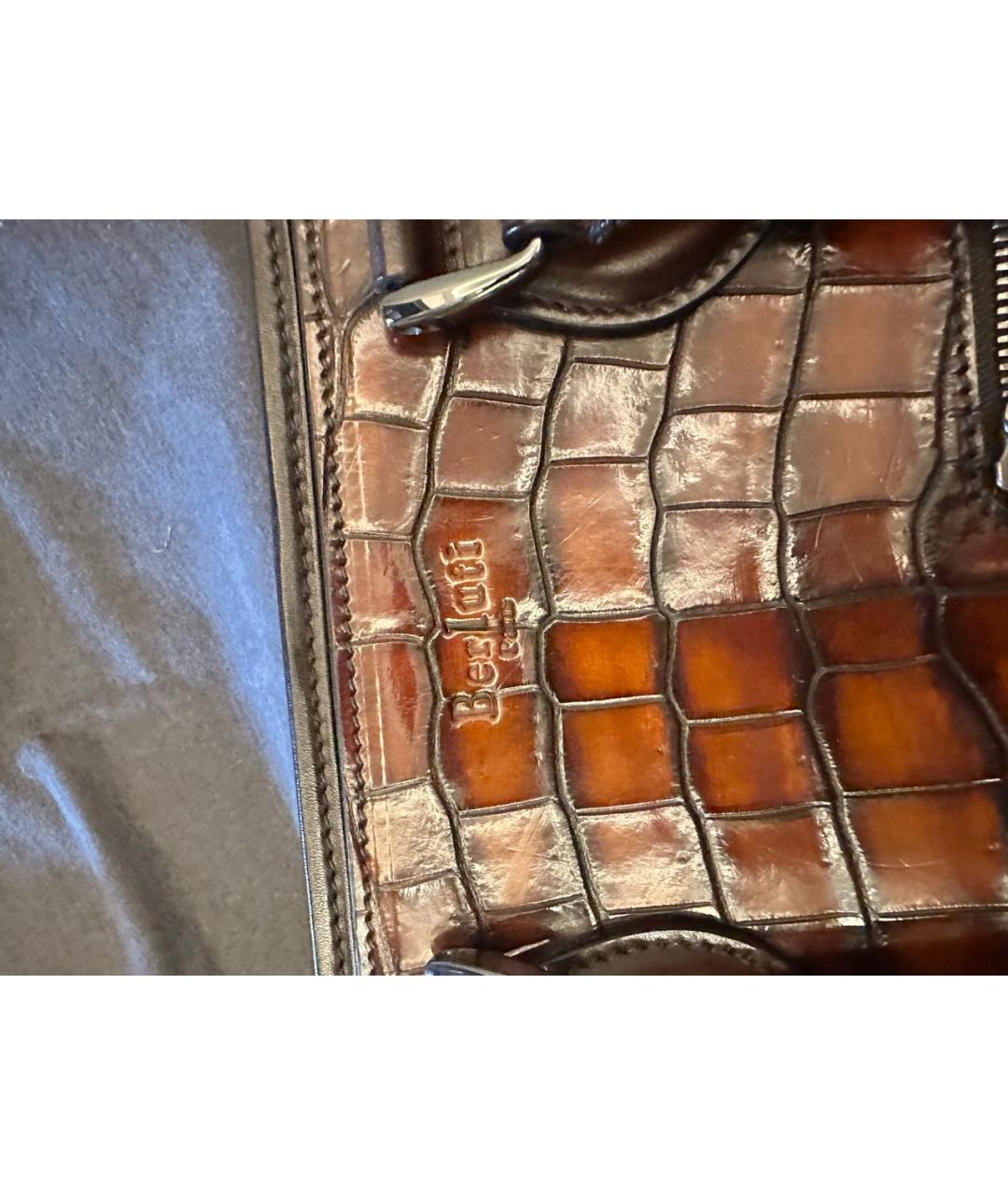 BERLUTI Горчичный портфель из экзотической кожи, фото 4