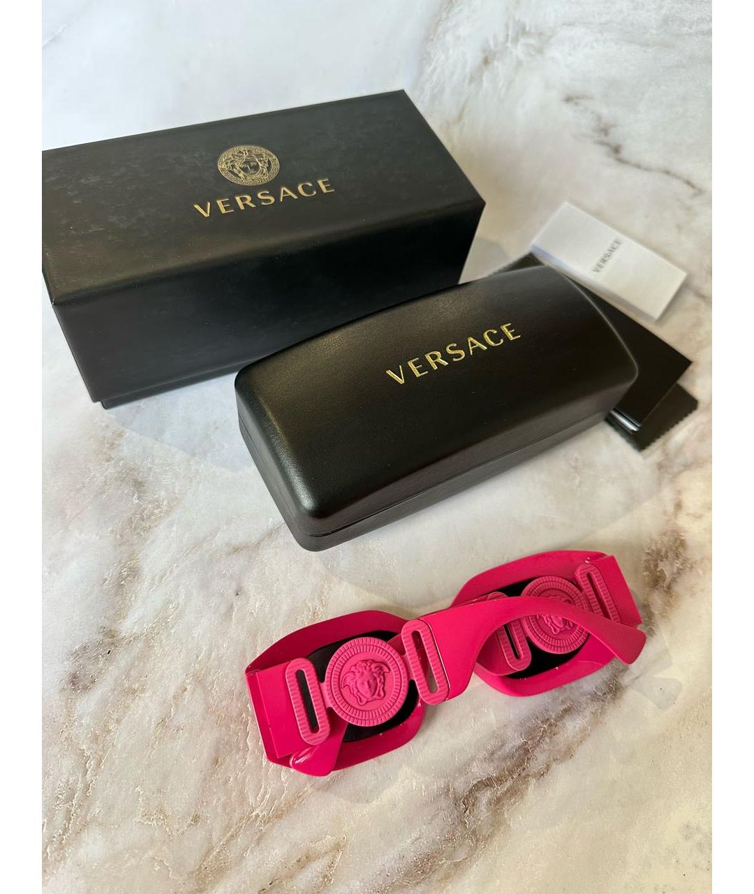 VERSACE Розовые пластиковые солнцезащитные очки, фото 3