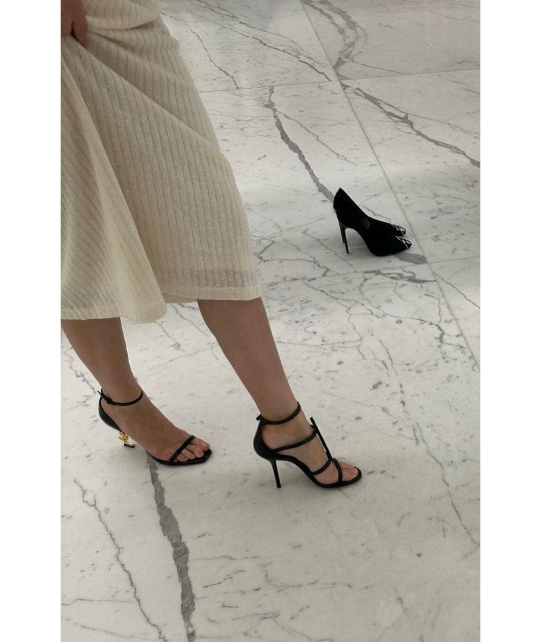 SAINT LAURENT Черные кожаные босоножки, фото 6