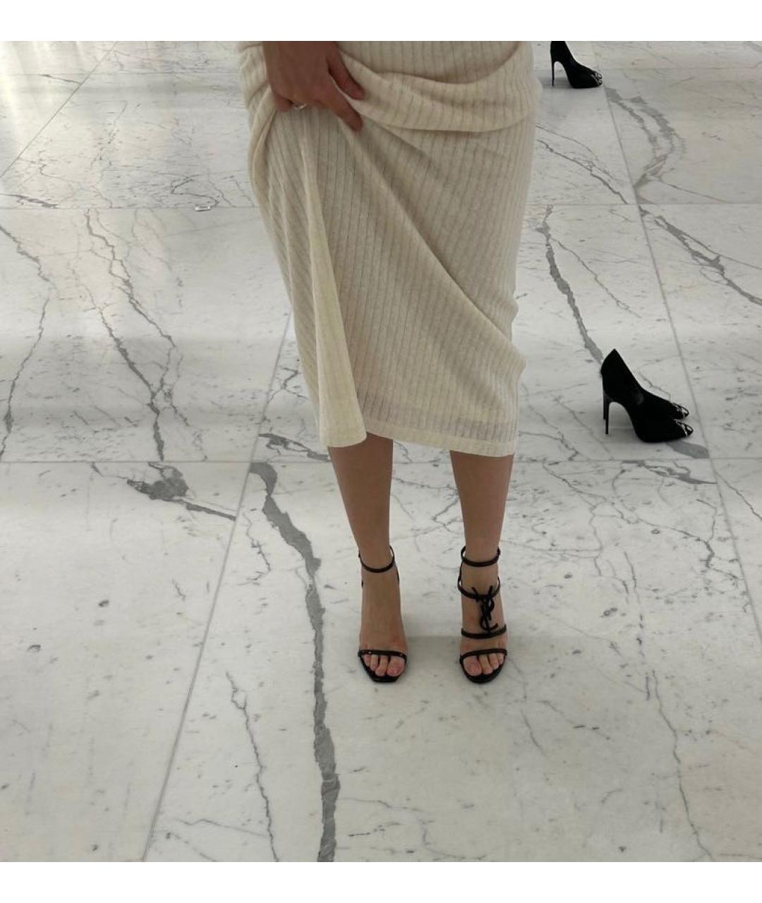 SAINT LAURENT Черные кожаные босоножки, фото 5