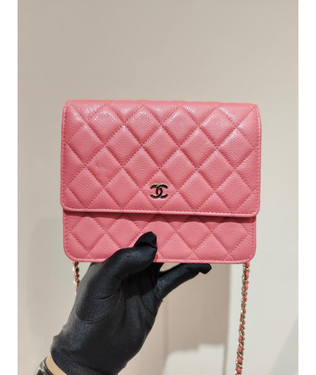 CHANEL Коралловая кожаная сумка через плечо, фото 2