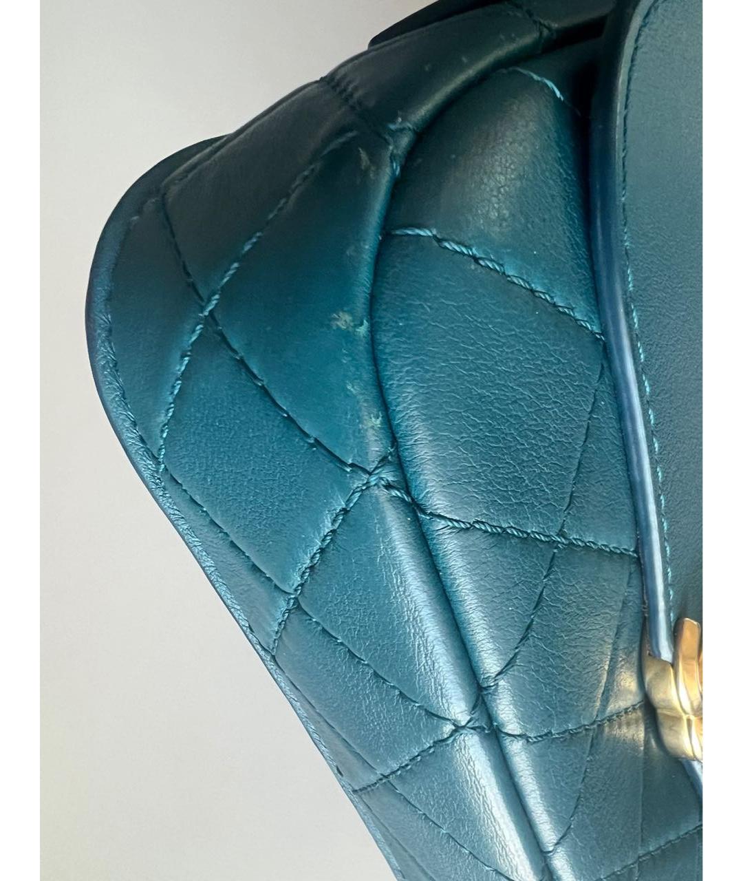 CHANEL Голубая кожаная сумка через плечо, фото 6