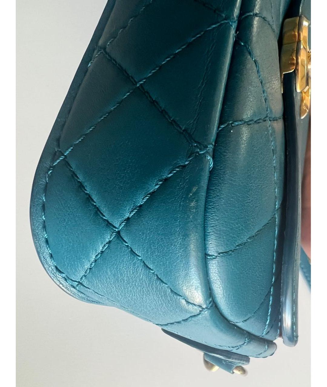 CHANEL Голубая кожаная сумка через плечо, фото 5