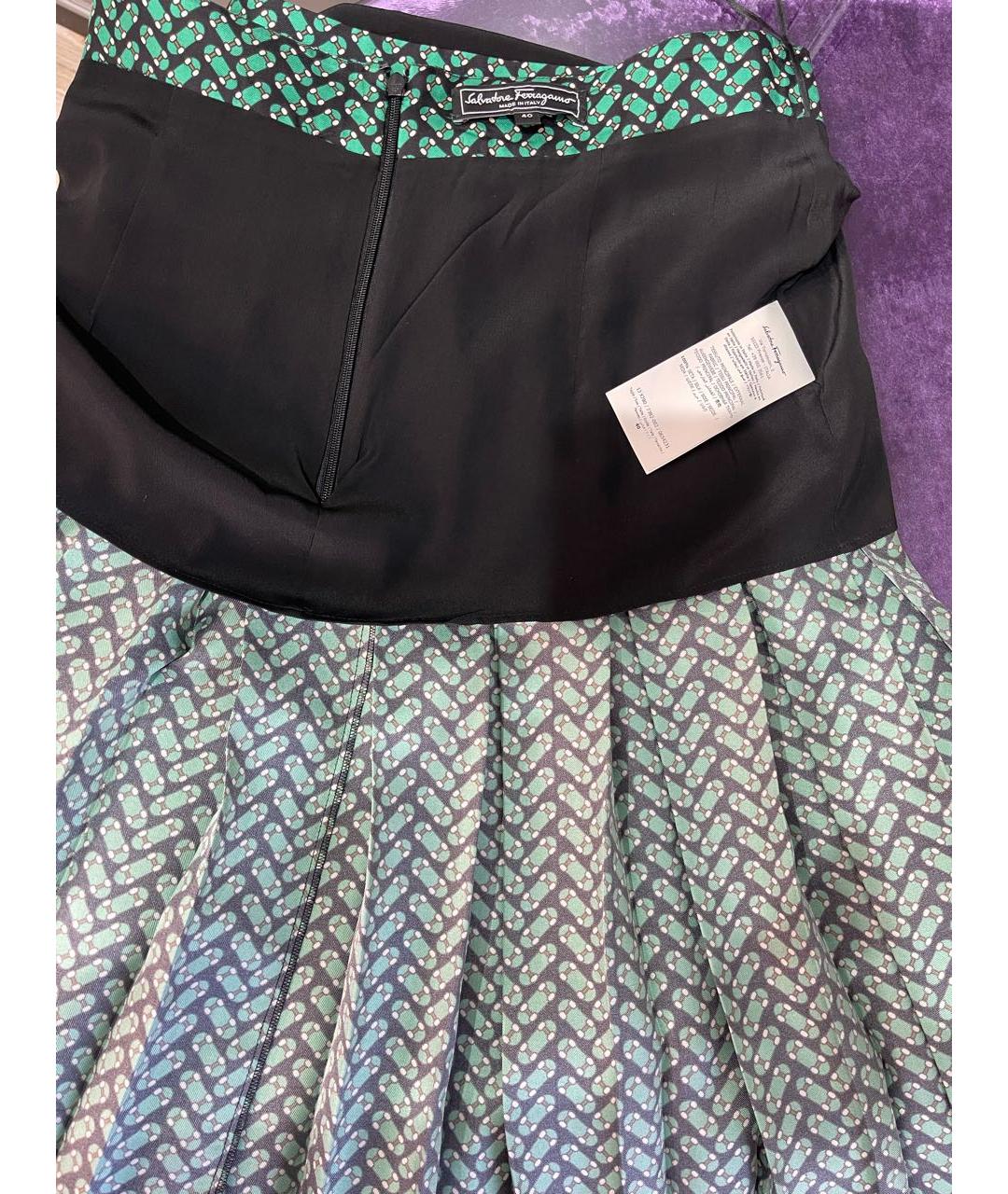 SALVATORE FERRAGAMO Мульти шелковая юбка миди, фото 5