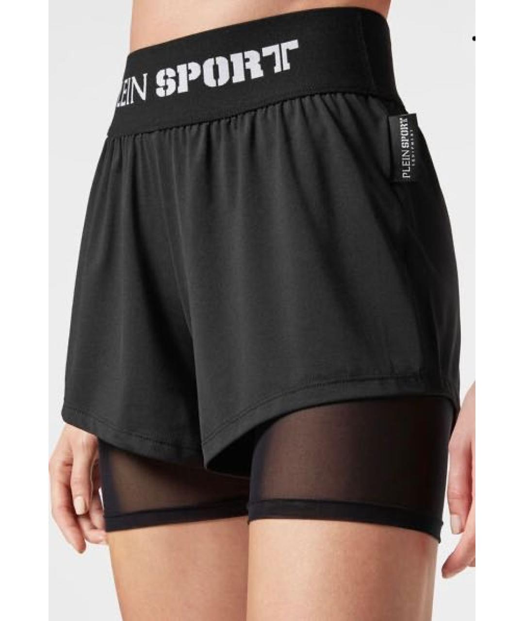 PLEIN SPORT Черные полиэстеровые спортивные брюки и шорты, фото 4