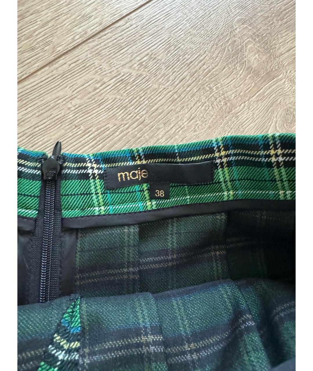 MAJE Зеленая полиэстеровая юбка-шорты, фото 3
