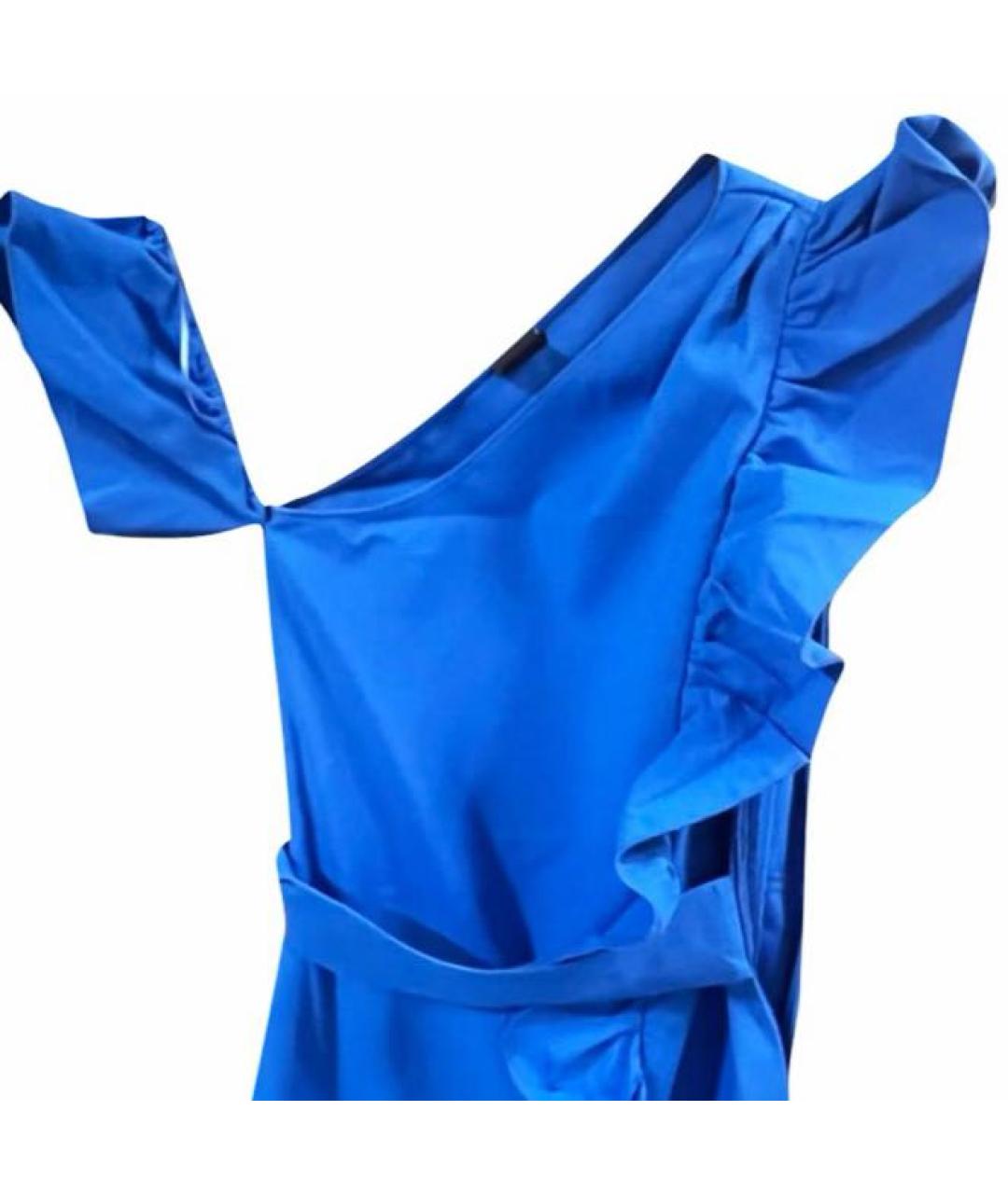 PINKO Синее хлопко-эластановое коктейльное платье, фото 4
