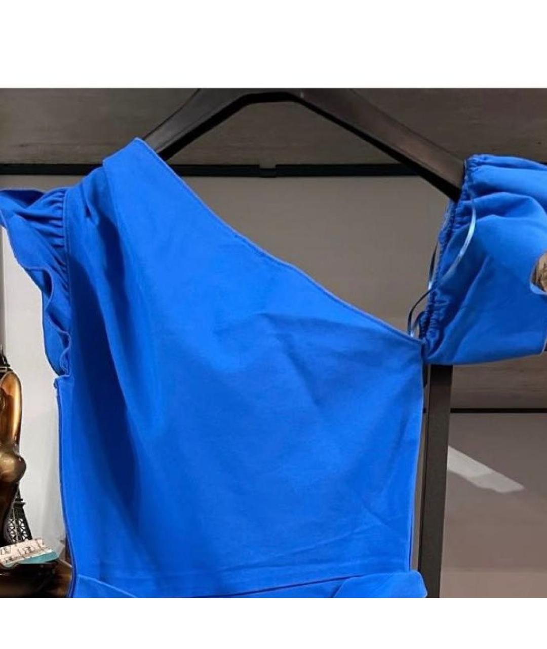 PINKO Синее хлопко-эластановое коктейльное платье, фото 8