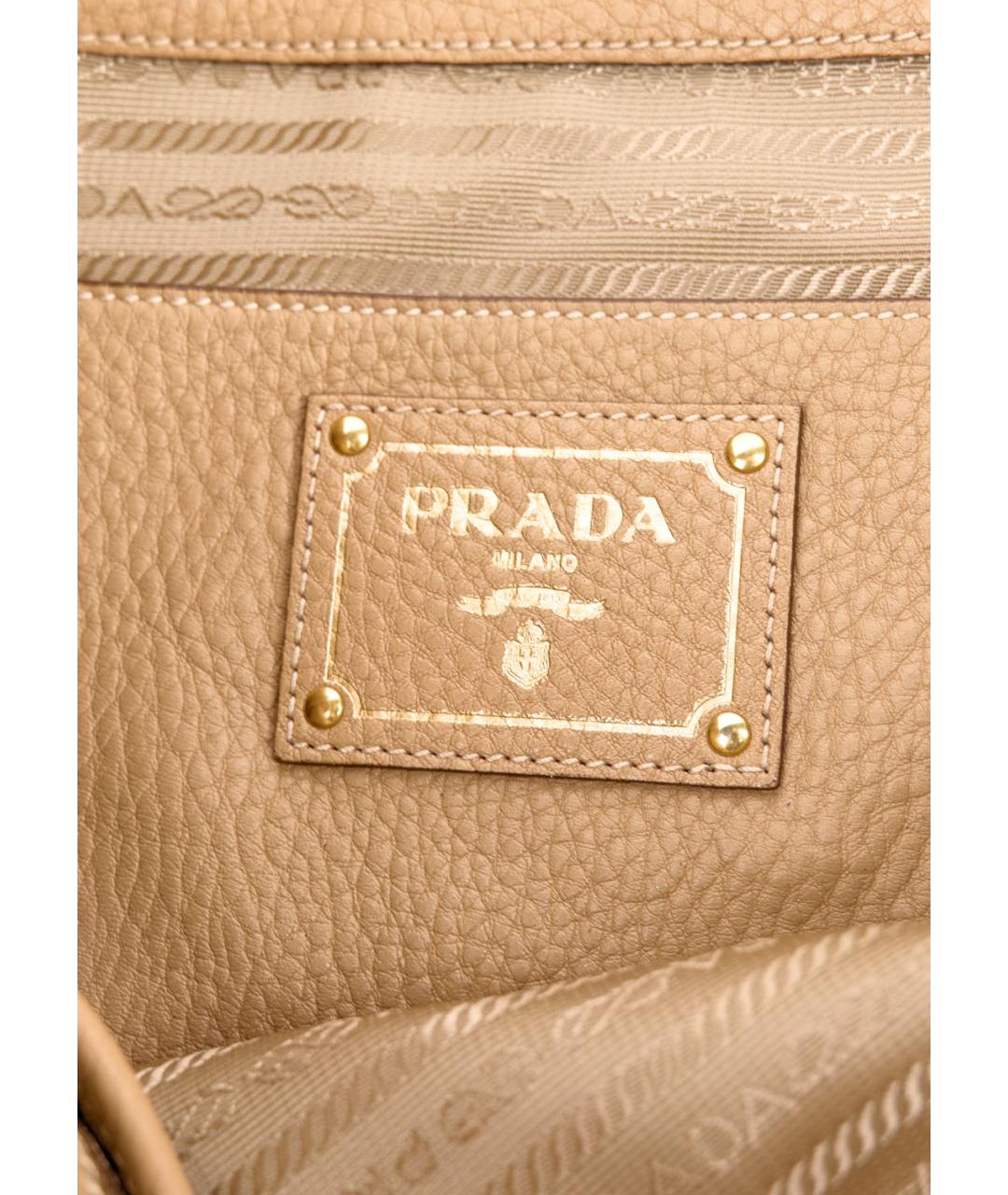 PRADA Бежевая кожаная сумка тоут, фото 5