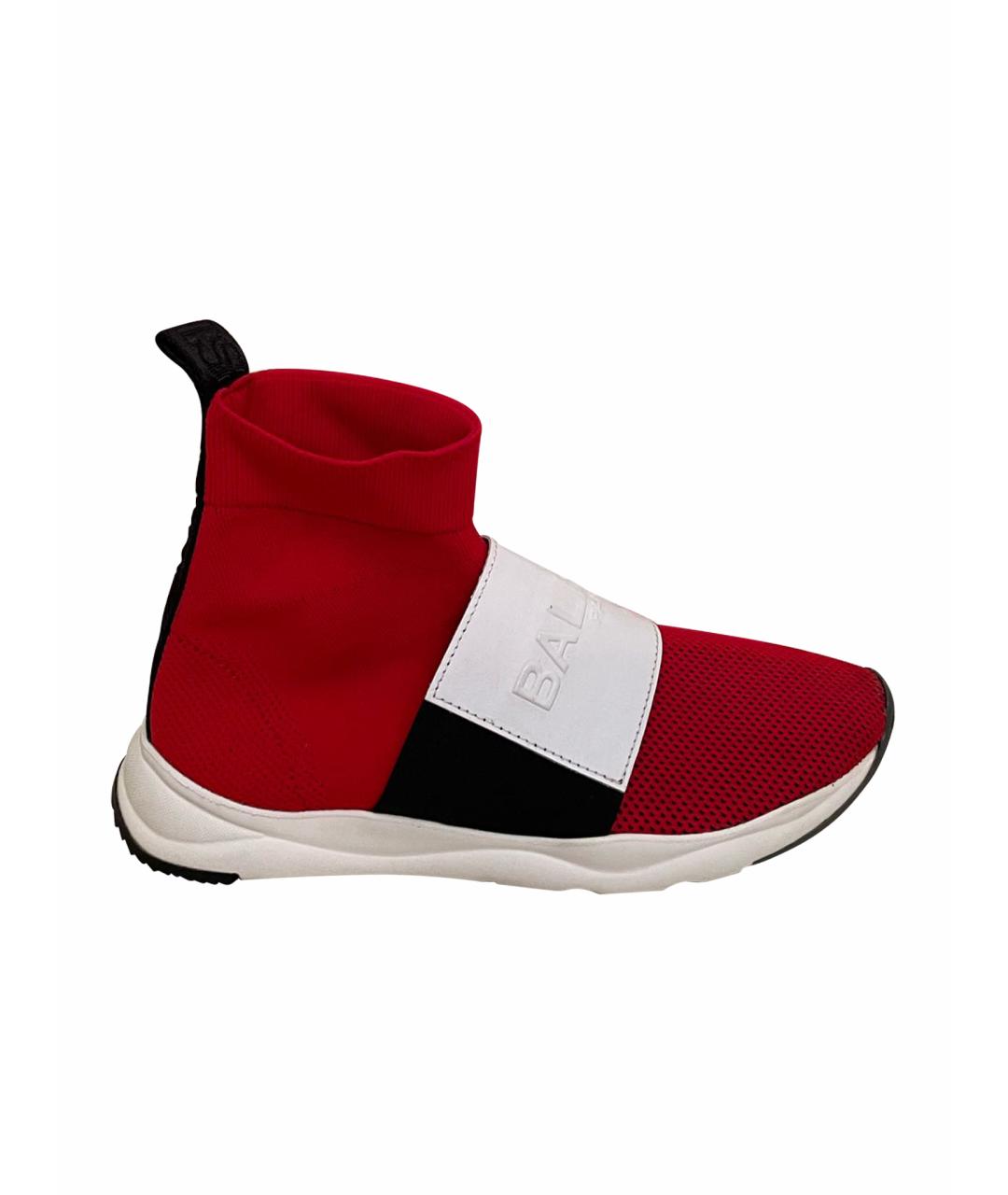 BALMAIN Красные текстильные кроссовки, фото 1